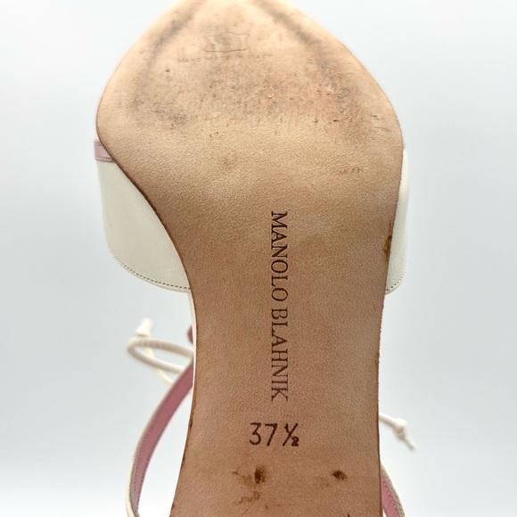 Vintage Manolo Blahnik Flower Bow Lace Up Pointed Toe Mule 37.5 - Picture 10 of 10